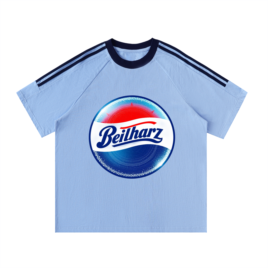 Bepsi Contrast Tape Crewneck Cotton T-Shirt